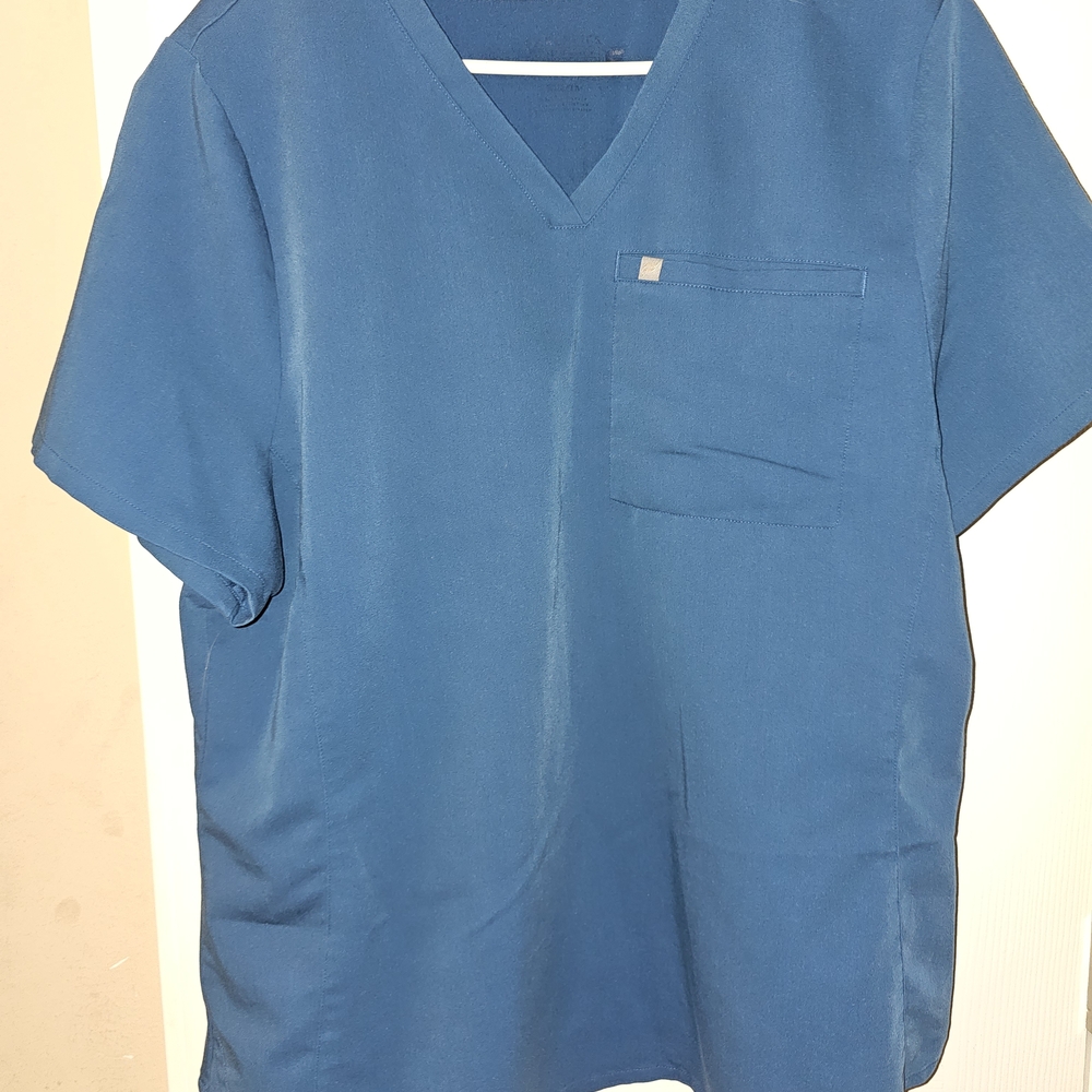 Teal Blue Mandala Scrub Top
